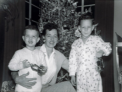 Mother Olive with David (left) and brother Rick